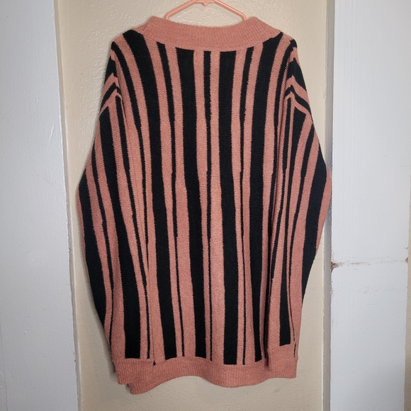 Sacred Hawk Sweater Stripe Pink Cardigan Womens Size Small Oversized - Picture 2 of 11